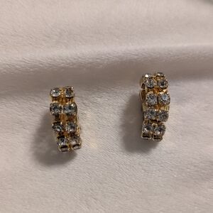 Elegant Gold and Silver Crystal Rhinestone Earrings